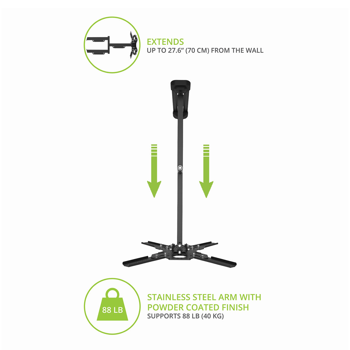 Kanto PS400SG Stainless Steel Full-Motion Single Stud Outdoor Mount for 30&rdquo; - 70&rdquo; TVs