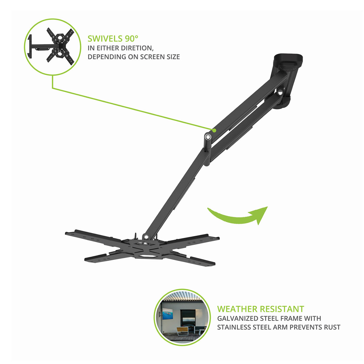 Kanto PS400SG Stainless Steel Full-Motion Single Stud Outdoor Mount for 30&rdquo; - 70&rdquo; TVs