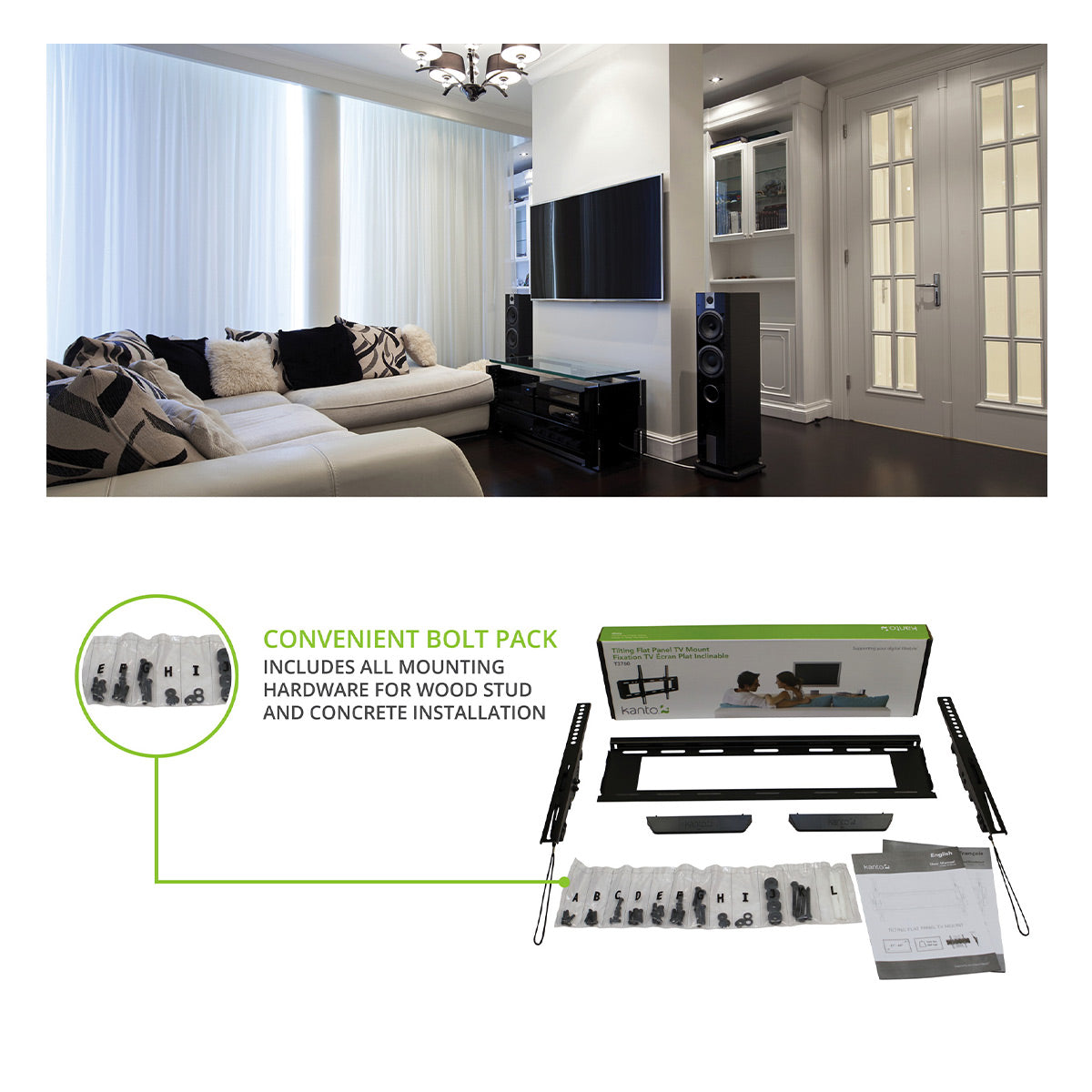 Kanto T3760 Tilting Wall Mount for 37" - 70" TVs