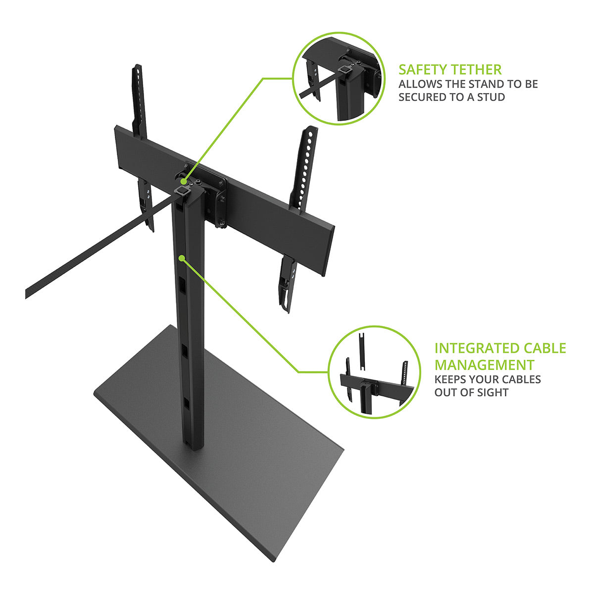 Kanto TTS150 Universal Adjustable Tabletop Mount with Integrated Cable Management for 42" - 86" TVs