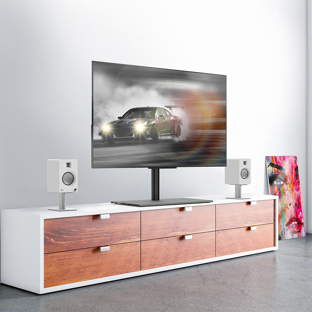 Kanto TTS150 Universal Adjustable Tabletop Mount with Integrated Cable Management for 42" - 86" TVs
