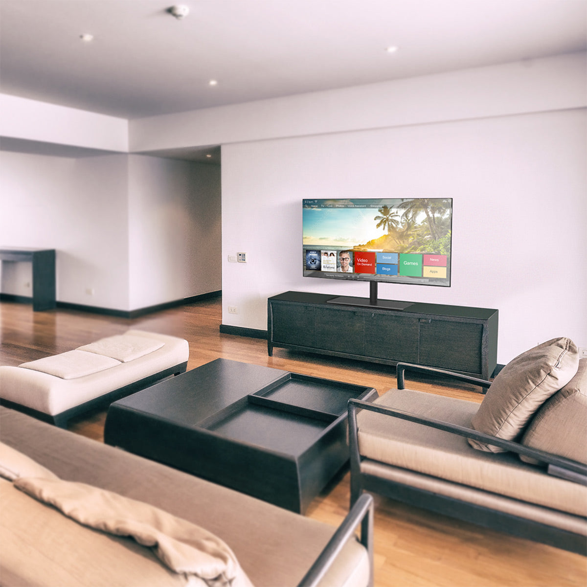Kanto TTS150 Universal Adjustable Tabletop Mount with Integrated Cable Management for 42" - 86" TVs