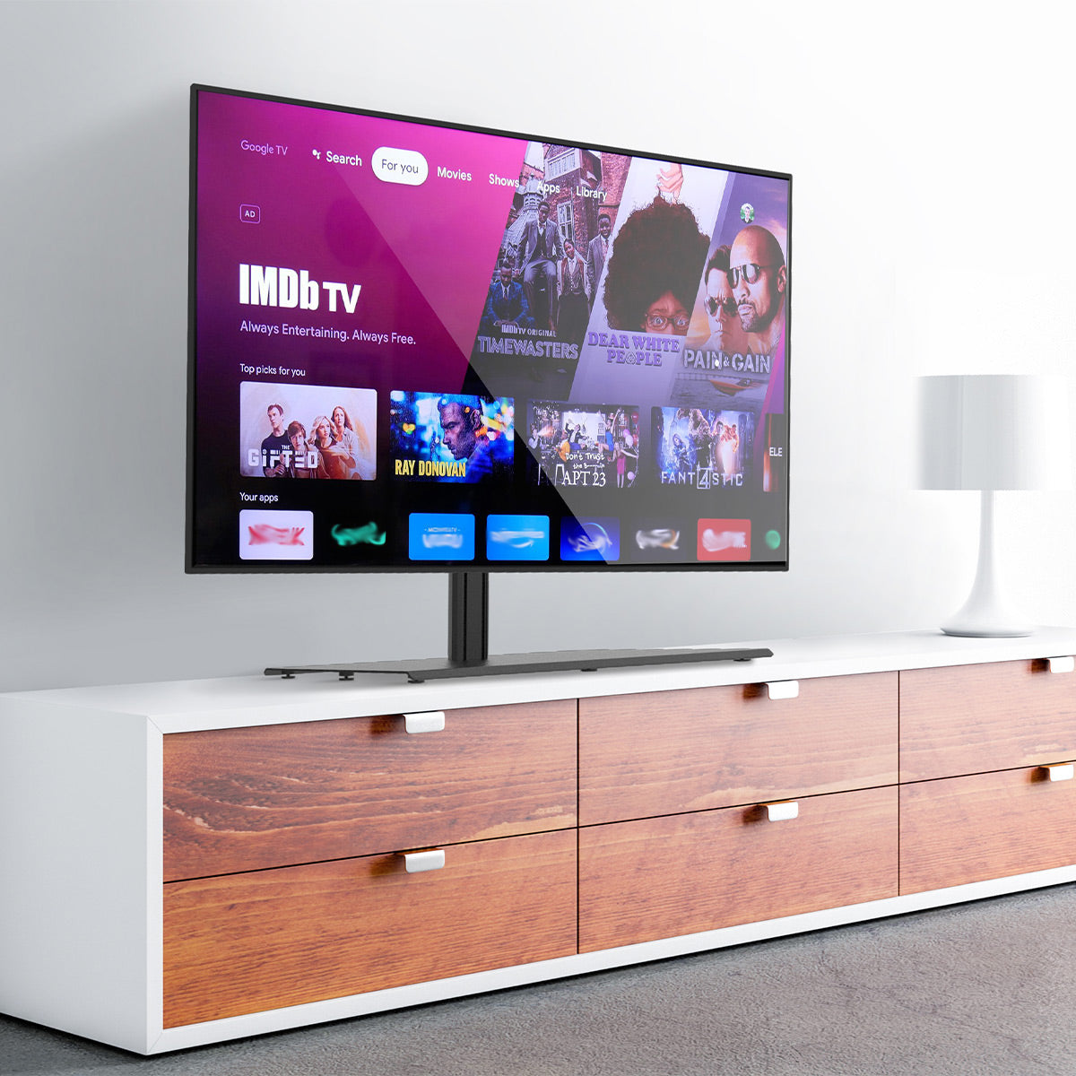 Kanto TTS150 Universal Adjustable Tabletop Mount with Integrated Cable Management for 42" - 86" TVs