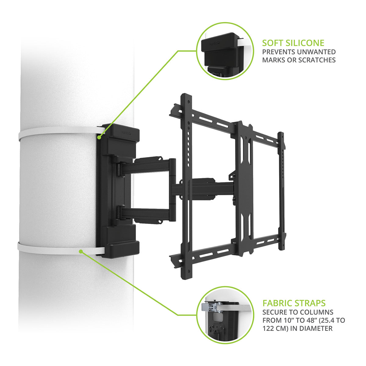 Kanto PSC350 No Drill Full-Motion Column and Pillar Wrapping TV Mount for 37" - 75" TVs