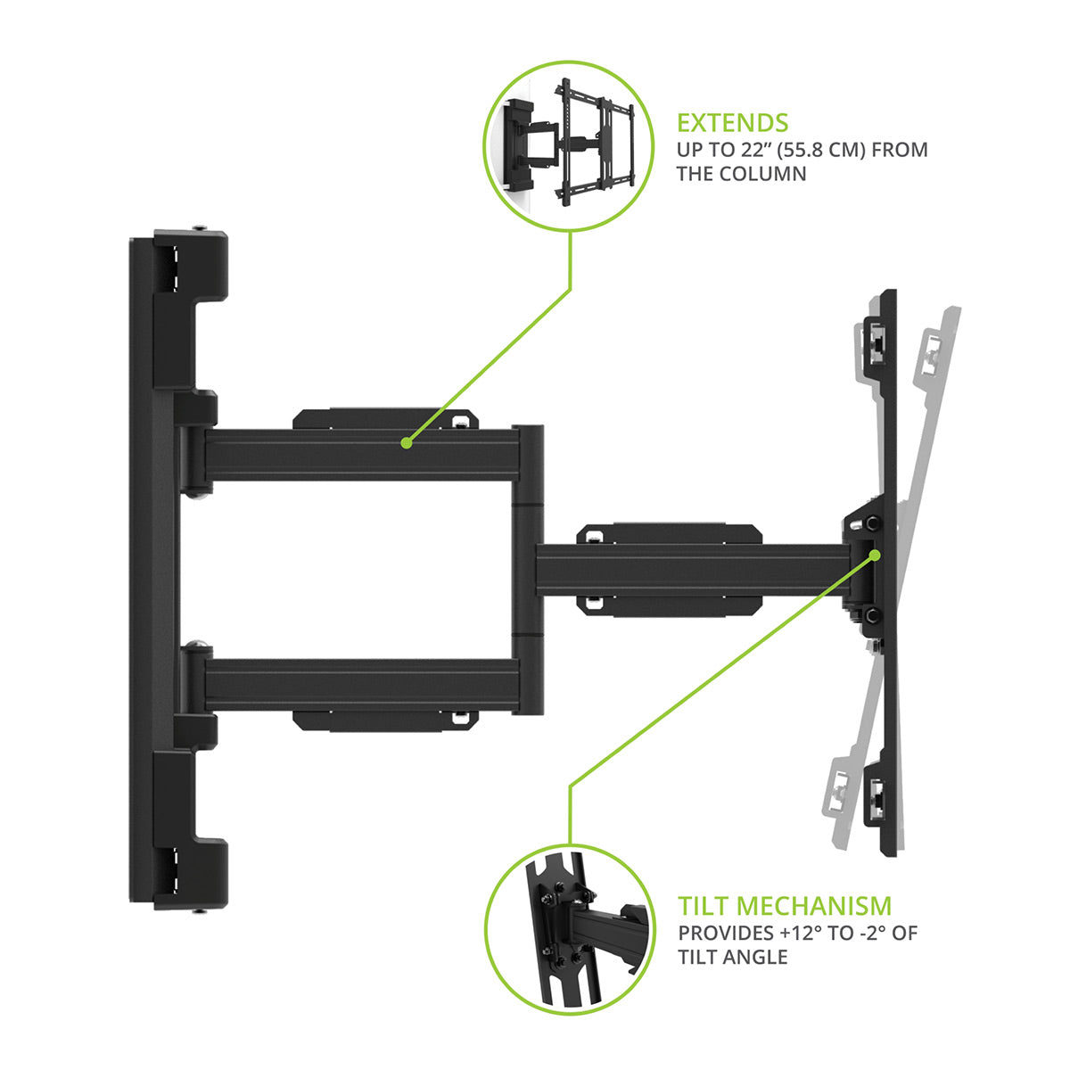 Kanto PSC350 No Drill Full-Motion Column and Pillar Wrapping TV Mount for 37" - 75" TVs