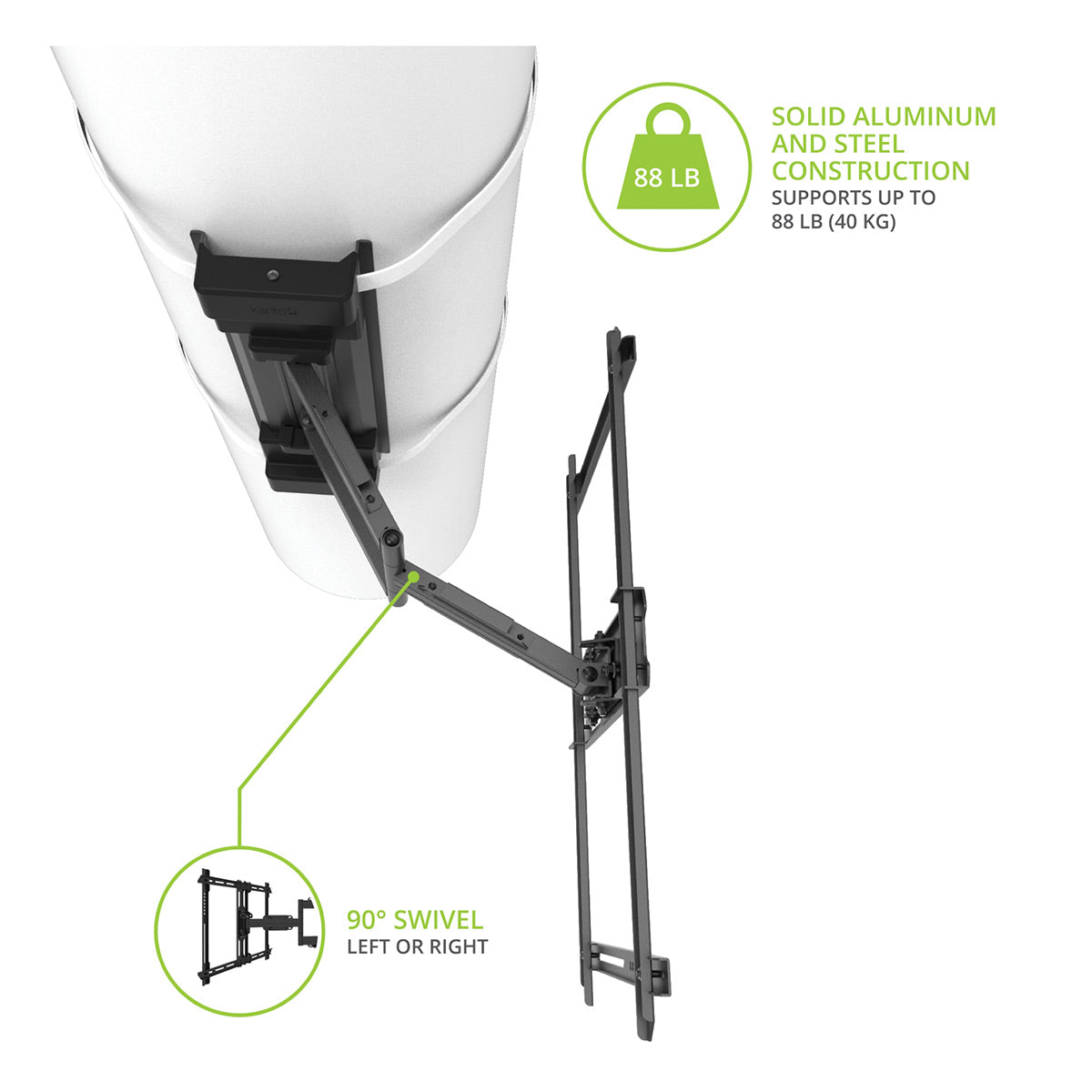 Kanto PSC350 No Drill Full-Motion Column and Pillar Wrapping TV Mount for 37" - 75" TVs