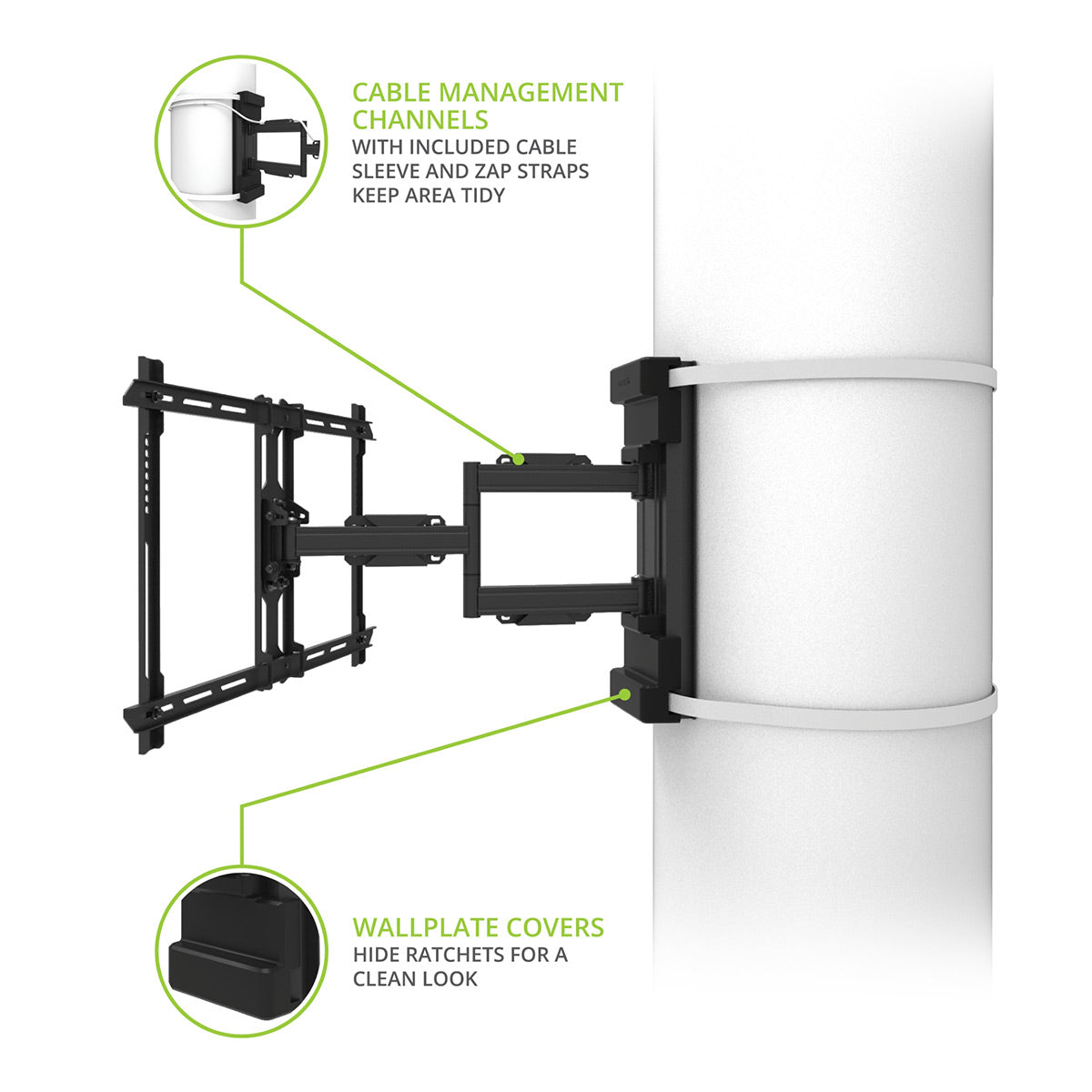 Kanto PSC350 No Drill Full-Motion Column and Pillar Wrapping TV Mount for 37" - 75" TVs