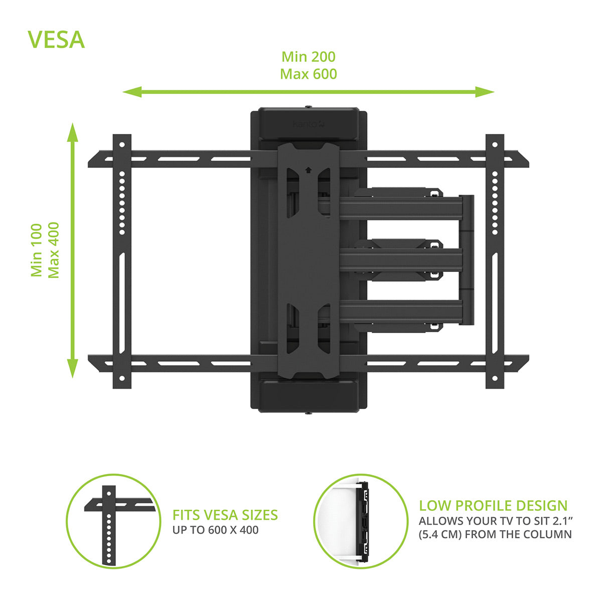 Kanto PSC350 No Drill Full-Motion Column and Pillar Wrapping TV Mount for 37" - 75" TVs