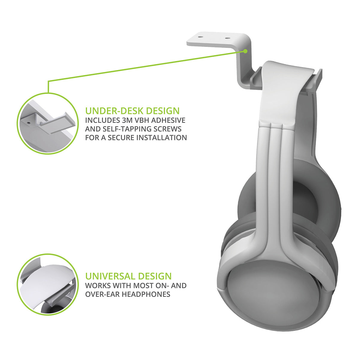 Foldable Headphone Hanger Under Desk - Aluminum Hook For Gaming & Office Setup