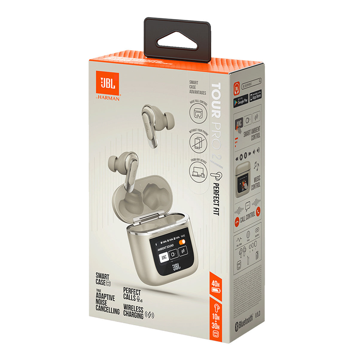 JBL Tour Pro 2 Noise Cancelling True Wireless Earbuds with Smart Case (Champagne)