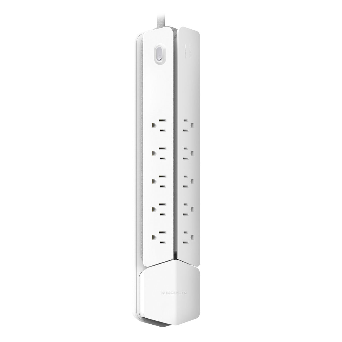 Monster Power Center Vertex XL Surge Protector with 10 AC Outlets, 3-Port USB Hub, & 6 ft Cord (White)