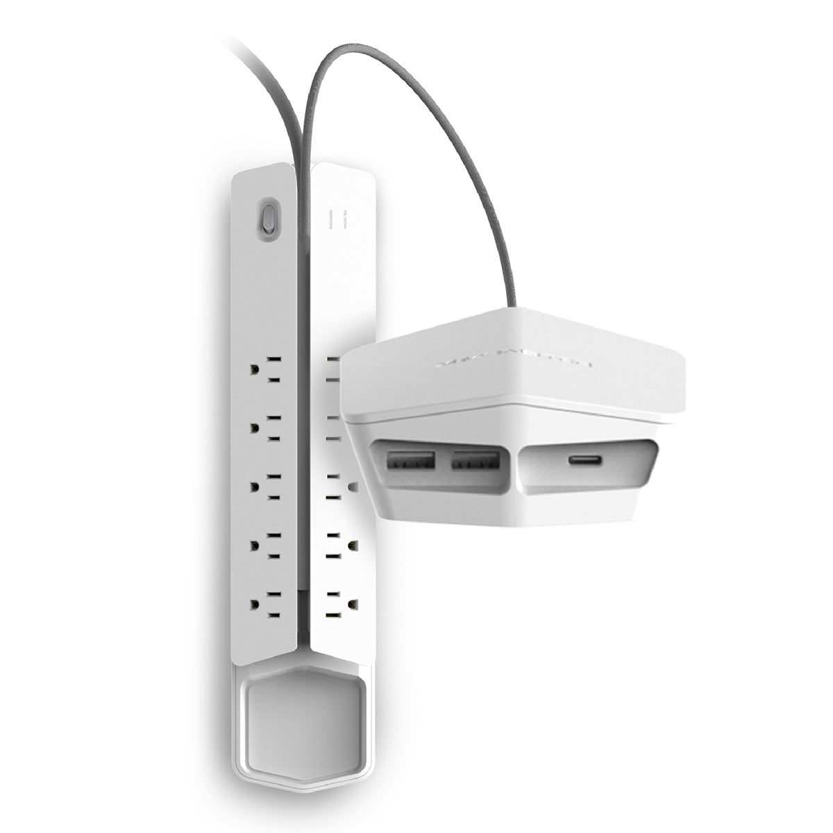 Monster Power Center Vertex XL Surge Protector with 10 AC Outlets, 3-Port USB Hub, & 6 ft Cord (White)