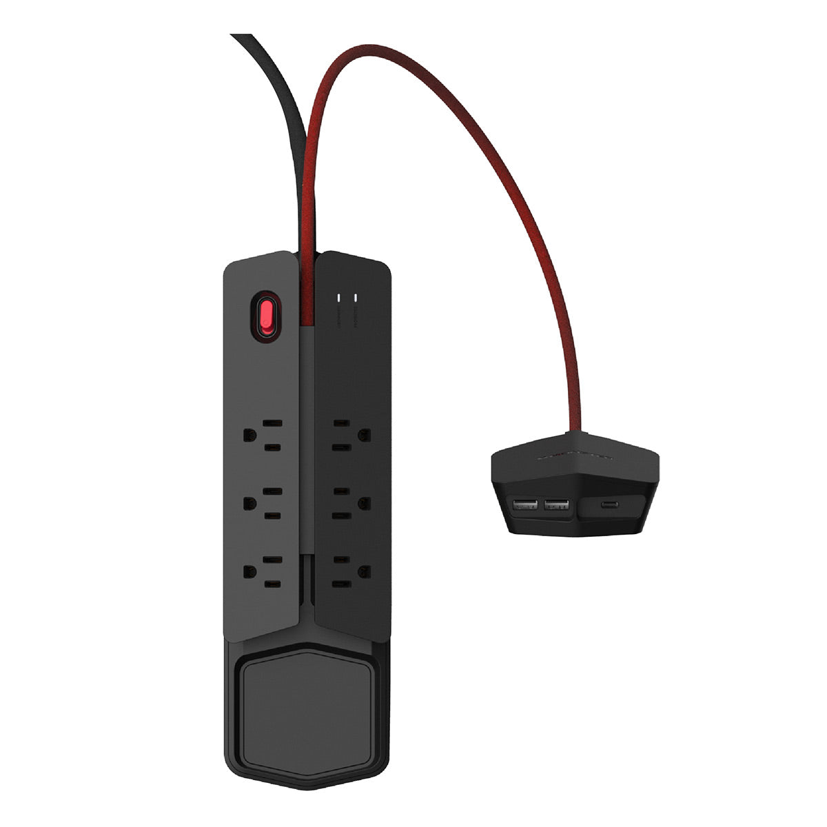 Monster Power Center Vertex Surge Protector with 6 AC Outlets, 3-Port USB Hub, & 6 ft Cord (Black)