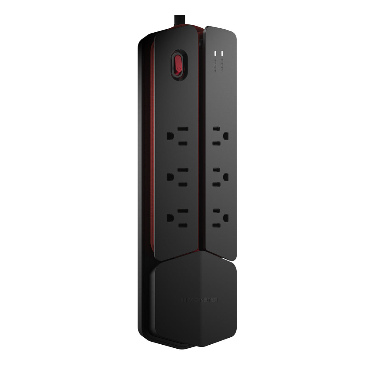 Monster Power Center Vertex Surge Protector with 6 AC Outlets, 3-Port USB Hub, & 6 ft Cord (Black)