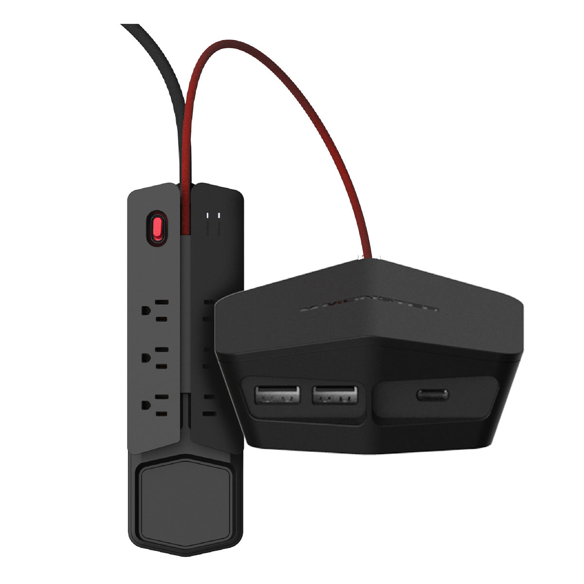 Monster Power Center Vertex Surge Protector with 6 AC Outlets, 3-Port USB Hub, & 6 ft Cord (Black)