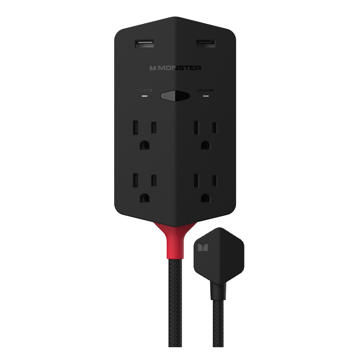 Monster Power Shield XL 540 Joule Surge Protector with 4 AC Outlets & 2 USB-A Ports (Black)