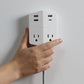 Monster Power Shield Moveable Power Outlet with 2 AC Outlets, 3 USB-A, 1 USB-C, Magnetic Plate, & 6 ft Cord (White)