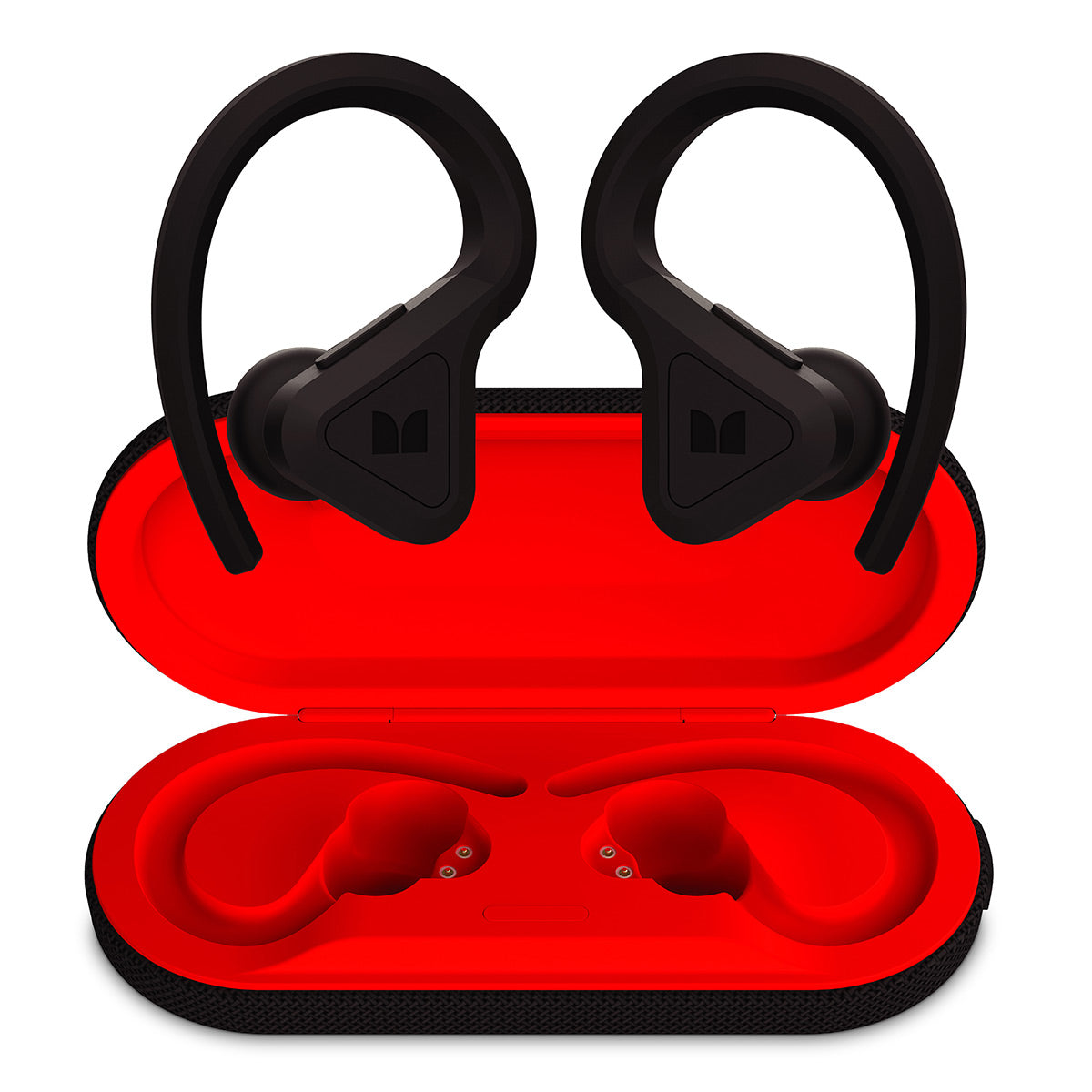 Monster DNA Fit True Wireless Earbuds with Active Noise Cancellation, aptX Lossless Audio, IPX5 Rating, & Qi Wireless Charging Case (Black/Red)