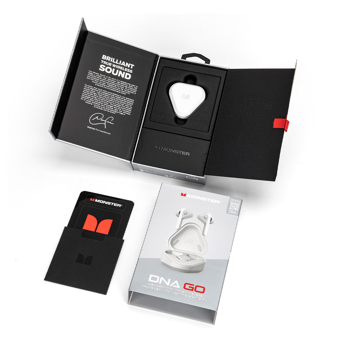 Monster DNA GO True Wireless Earbuds with Ambient Noise Suppression, aptX Lossless Audio, IPX5 Rating, & Qi Wireless Charging Case (White)