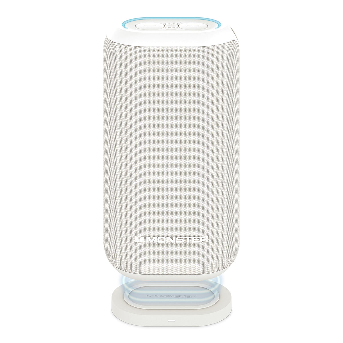 Monster DNA MAX Waterproof Bluetooth Speaker with Qi Wireless Charging Pad & Reverse USB-C Charging (White)