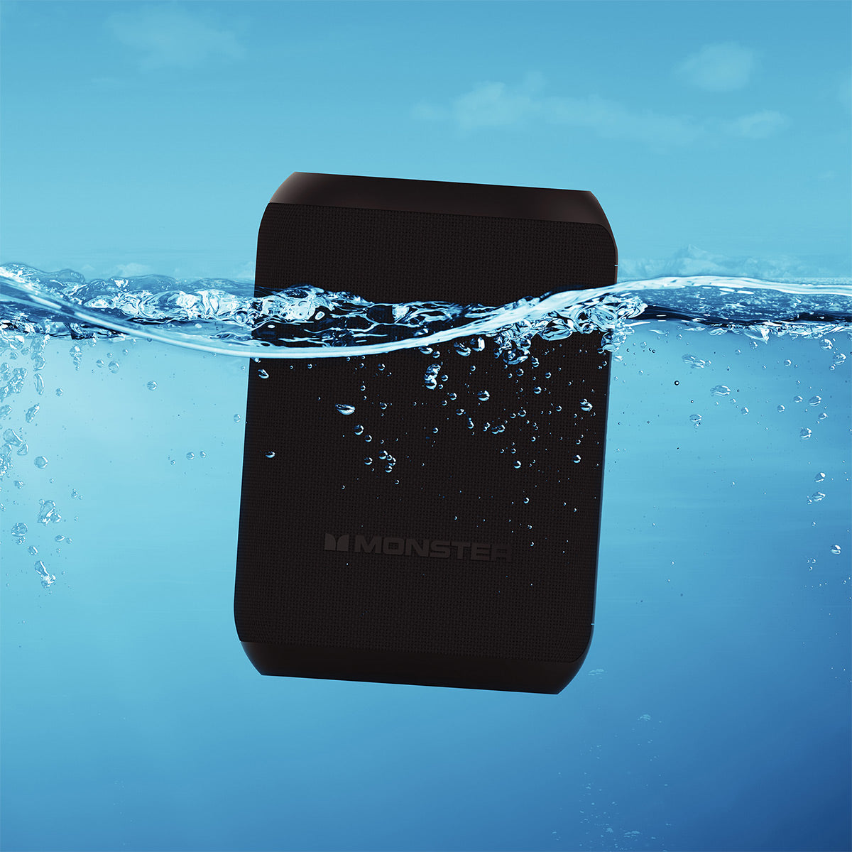 Monster DNA One Wireless Speaker with Omnidirectional Sound, IP67 Waterproof Rating, & Qi Wireless Charging Base (Black)