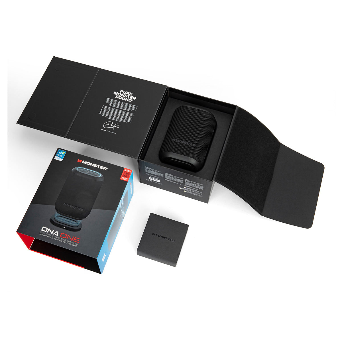 Monster DNA One Waterproof Portable Bluetooth Speaker with Omnidirectional Sound & Qi Wireless Charging Base (Black)