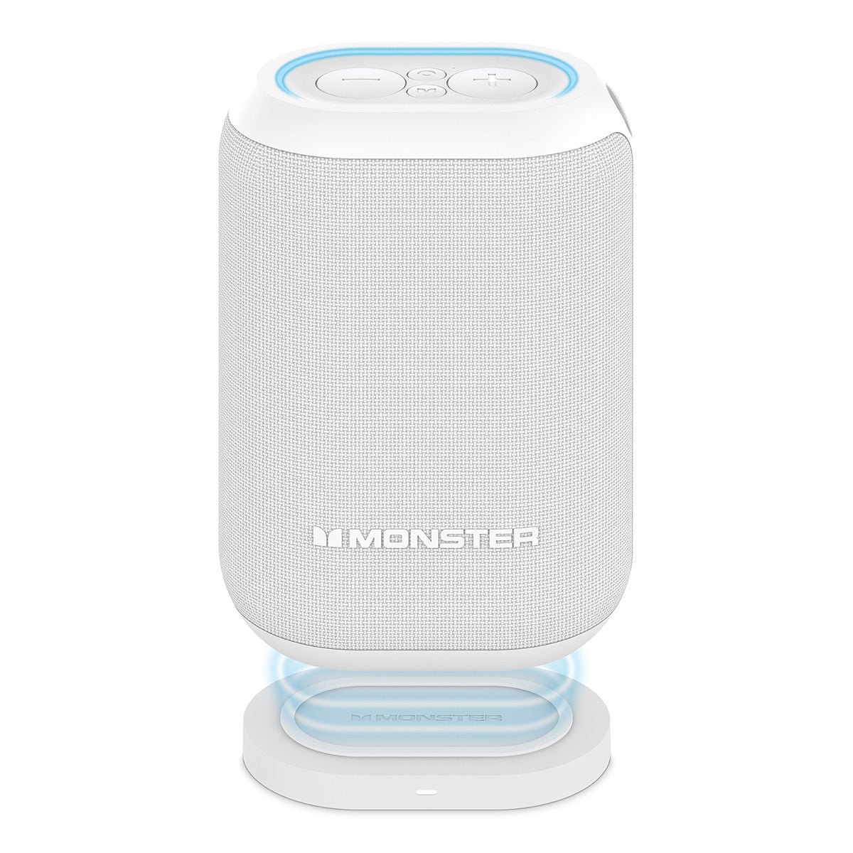 Monster DNA One Waterproof Portable Bluetooth Speaker with Omnidirectional Sound & Qi Wireless Charging Base (White)