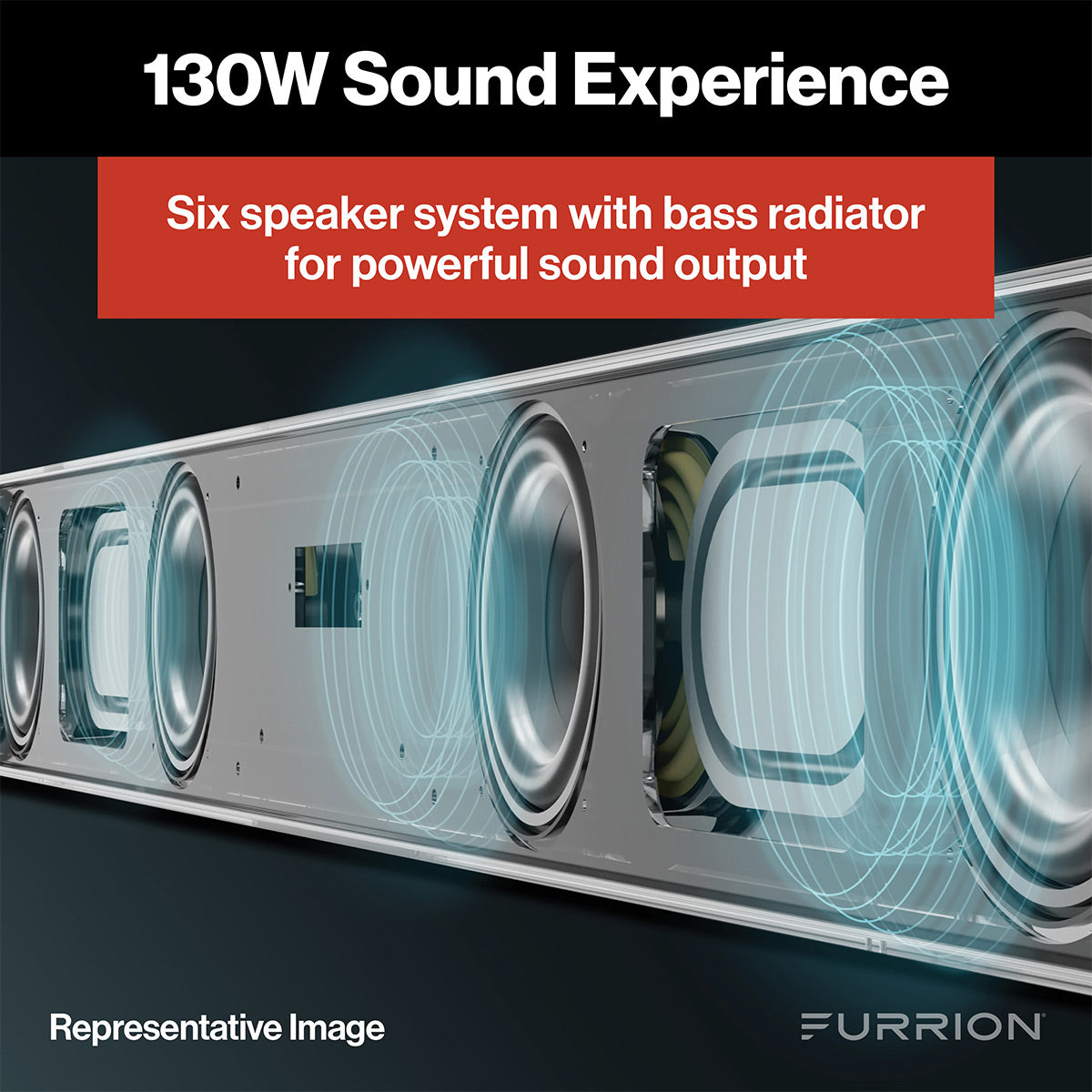 Furrion Aurora 130W 2.1 Outdoor Sound System with 8" Wireless Subwoofer, Bluetooth, HDMI-ARC, & Optical Inputs