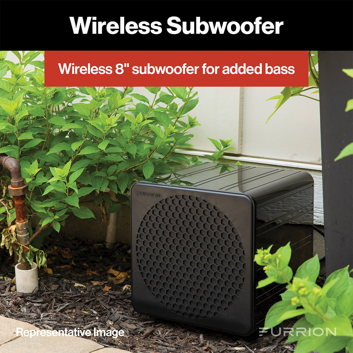 Furrion Aurora 130W 2.1 Outdoor Sound System with 8" Wireless Subwoofer, Bluetooth, HDMI-ARC, & Optical Inputs
