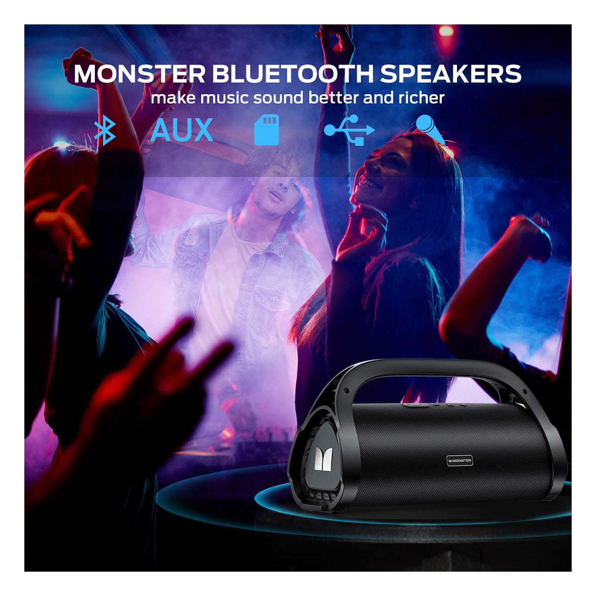 Monster Adventurer Max Bluetooth Wireless Speaker with DSP Dynamic Audio & IPX7 Waterproof Rating