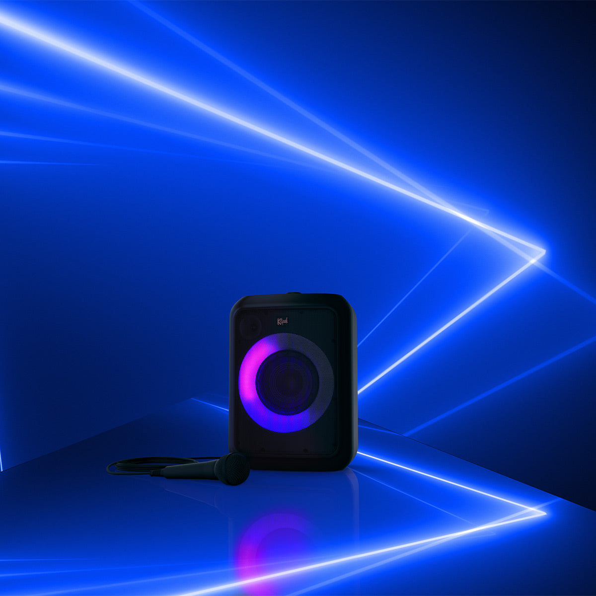 Klipsch GIG XL Bluetooth Wireless Party Speaker with Wired Microphone, RGB Lighting, 8 Hour Battery Life & IPX4 Splash Resistance
