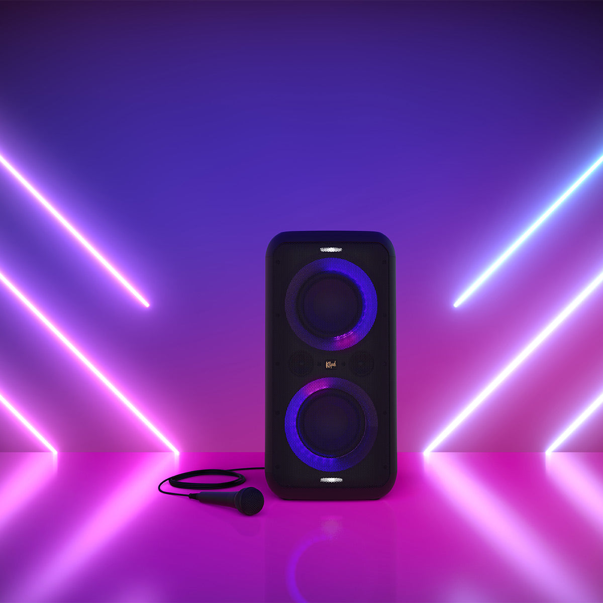 Klipsch GIG XXL Bluetooth Wireless Party Speaker with Wired Microphone, RGB Lighting, Guitar Input, & IPX4 Splash Resistance
