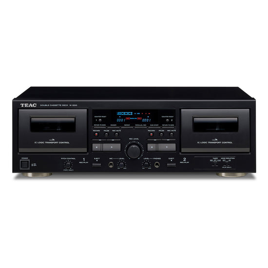 TEAC W-1200 Dual Cassette Player and Recorder with Pitch Control, Mic Input, and USB Out for Recording to PC