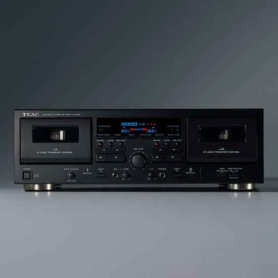 TEAC W-1200 Dual Cassette Player and Recorder with Pitch Control, Mic Input, and USB Out for Recording to PC