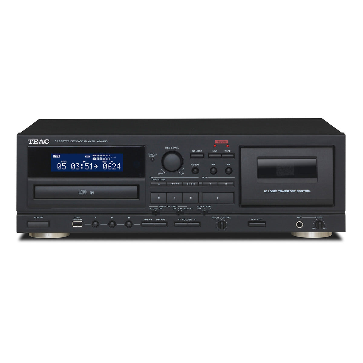 TEAC AD-850-SE Cassette Deck and CD Player with Microphone Input and Digital Recording Capability