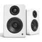 Kanto YU2 Powered Desktop Speakers and SE2 Speaker Stands for Small Speakers - Pair (Matte White/White)