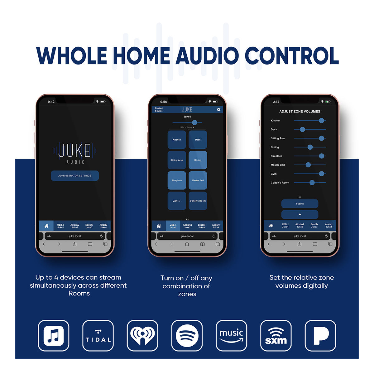 Juke Audio Juke-8 8 Zone Multi-Room Audio Amplifier with Airplay 2, Spotify Connect, & DLNA