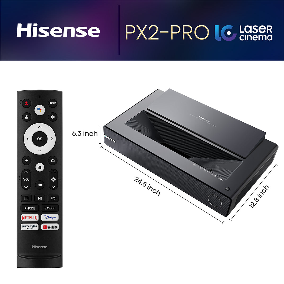 Hisense PX2-PRO TriChroma 4K Ultra Short Throw Laser Cinema Projector with Dolby Vision, Dolby Atmos, & Google TV
