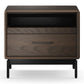 BDI LINQ 9182 28&rdquo; Nightstand with Sliding Shelves and Integrated Power Station (Toasted Oak)
