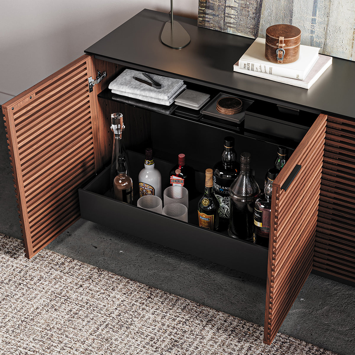 BDI Corridor 8109 4-Door Storage Credenza (Chocolate Stained Walnut)