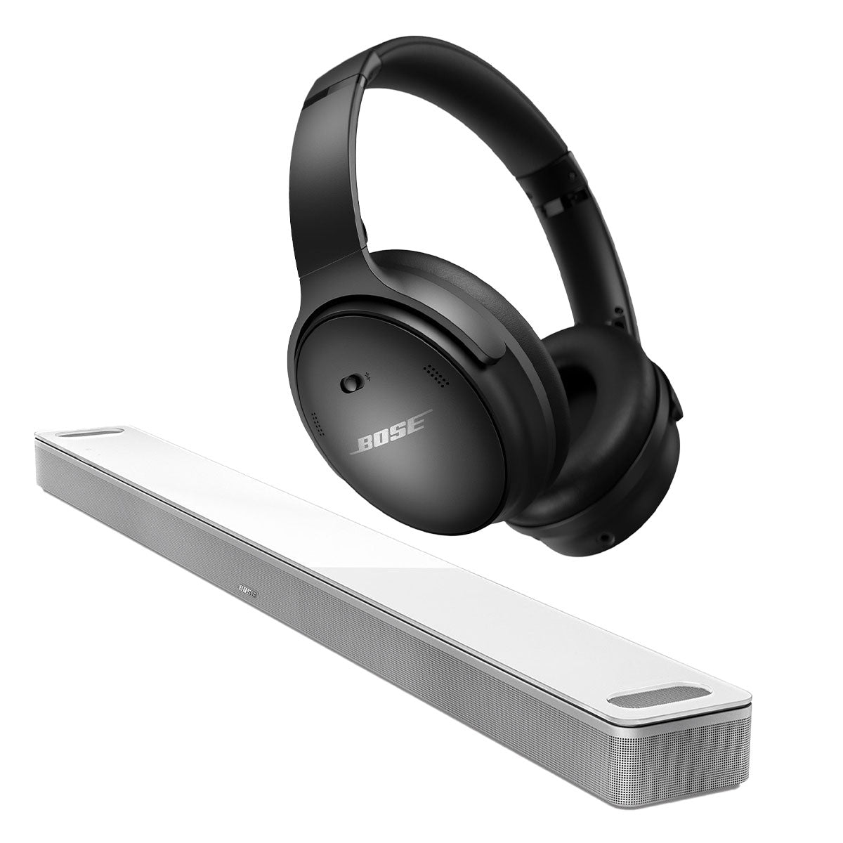 Bose QuietComfort 45 Wireless Noise Canceling Headphones (Black) and Bose Smart Soundbar 900 with Dolby Atmos (White)