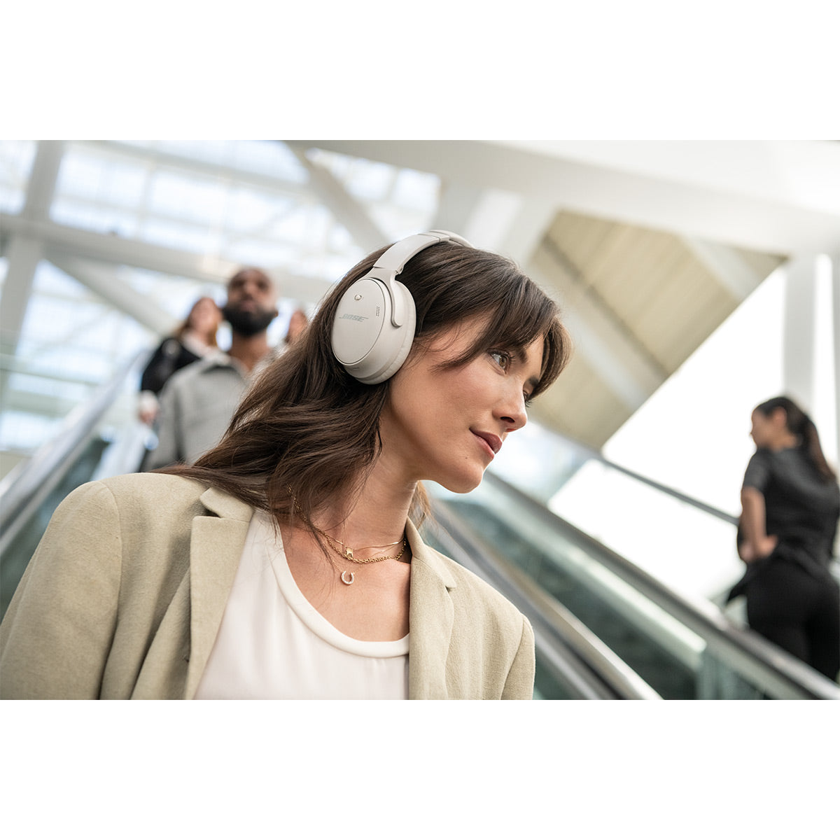 Bose QuietComfort 45 Wireless Noise Canceling Headphones (White) and Bose Smart Soundbar 900 with Dolby Atmos (Black)