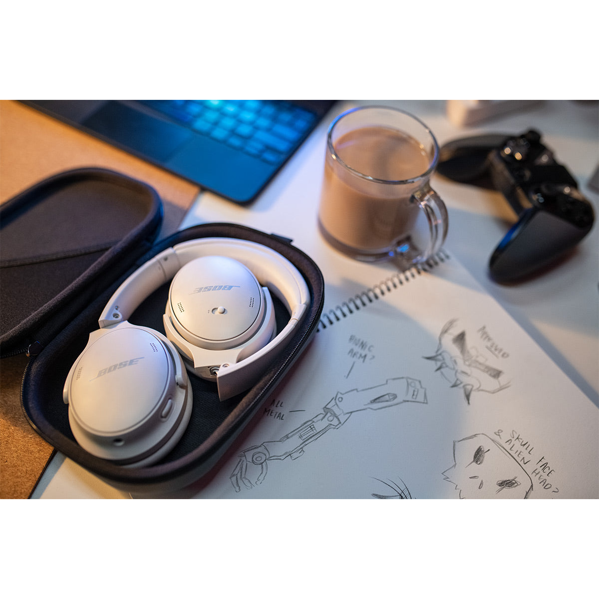 Bose QuietComfort 45 Wireless Noise Canceling Headphones (White) and Bose Smart Soundbar 900 with Dolby Atmos (Black)