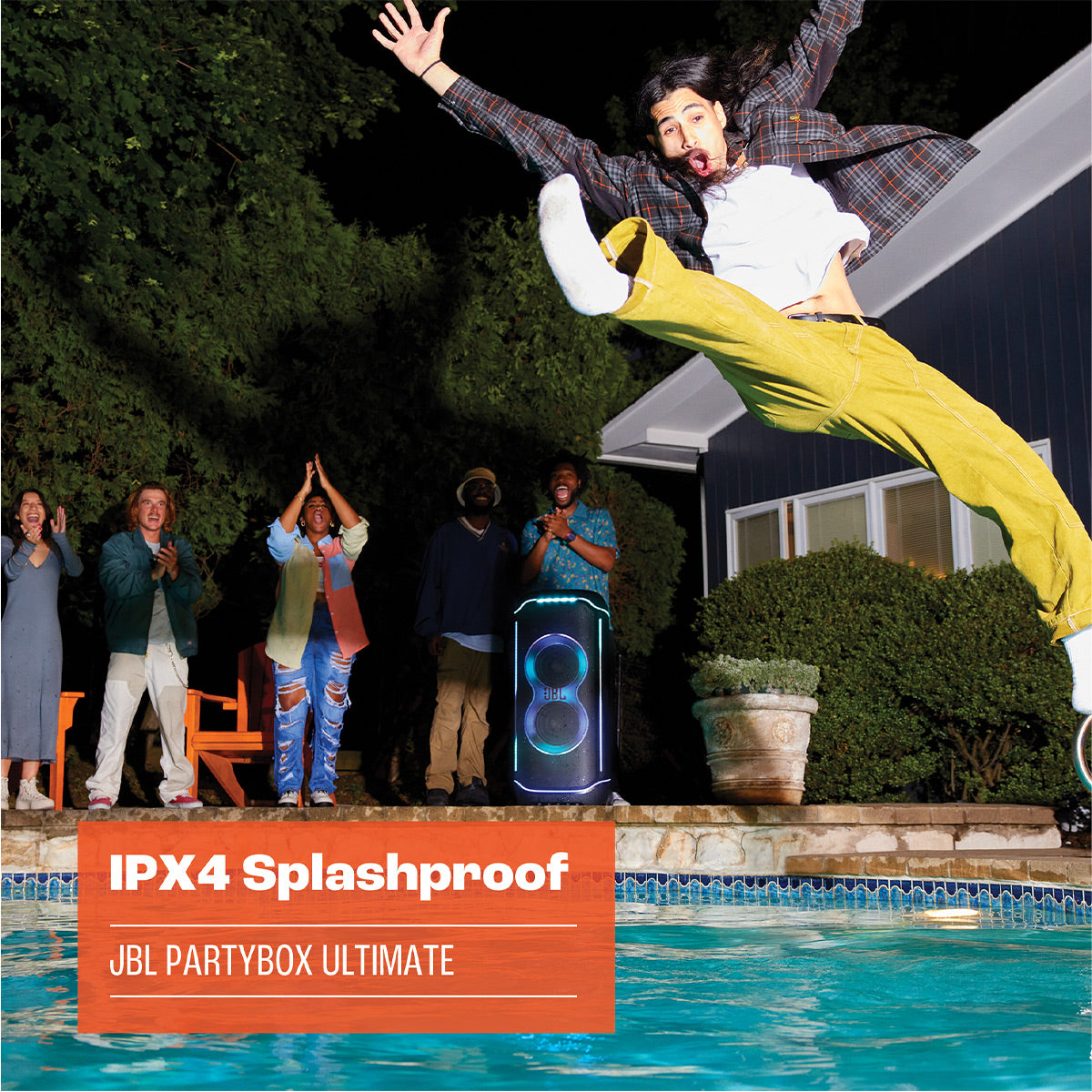 JBL PartyBox Ultimate Waterproof Wi-Fi Party Speaker with Dolby Atmos, Instrument Inputs, & Lighting Effects