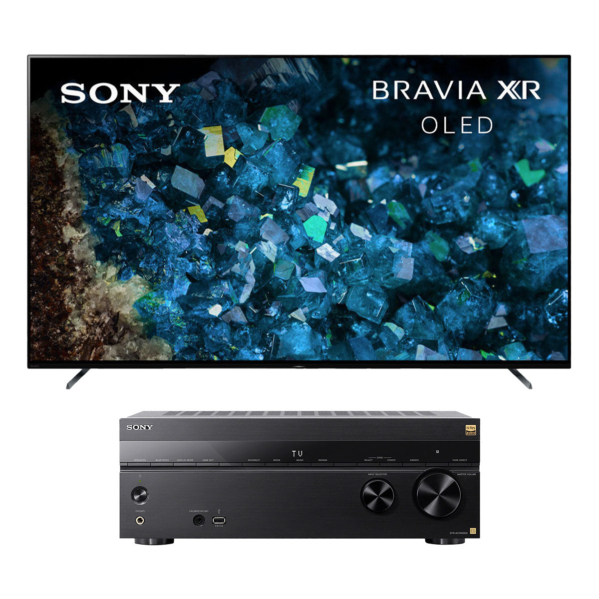 Sony XR65A80L BRAVIA XR 65" Class A80L OLED 4K HDR Google TV (2023) with STR-AZ1000ES 7.2 Channel 8K Home Theater AV Receiver