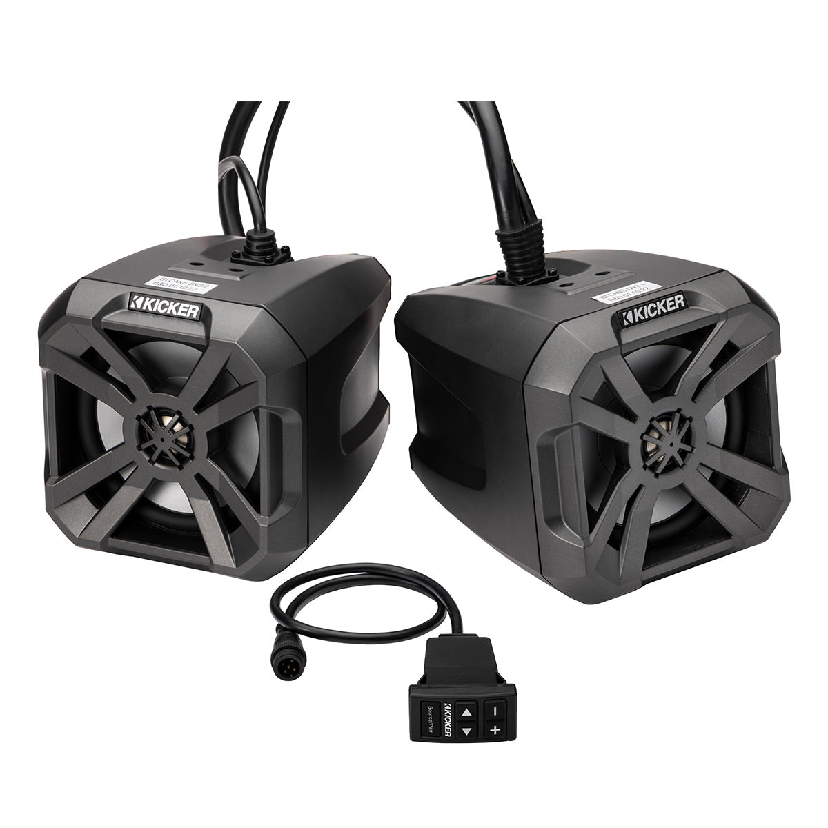 Kicker 48BTCAN65 PowerCan 6.5" Waterproof Powered Bluetooth Speakers with LED Lighting & Wired Remote - Pair