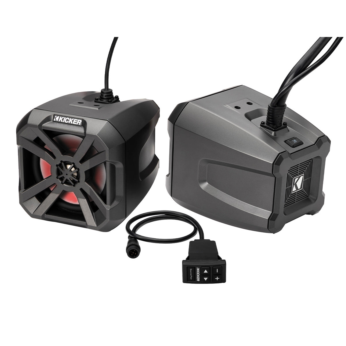 Kicker 48BTCAN65 PowerCan 6.5" Waterproof Powered Bluetooth Speakers with LED Lighting & Wired Remote - Pair