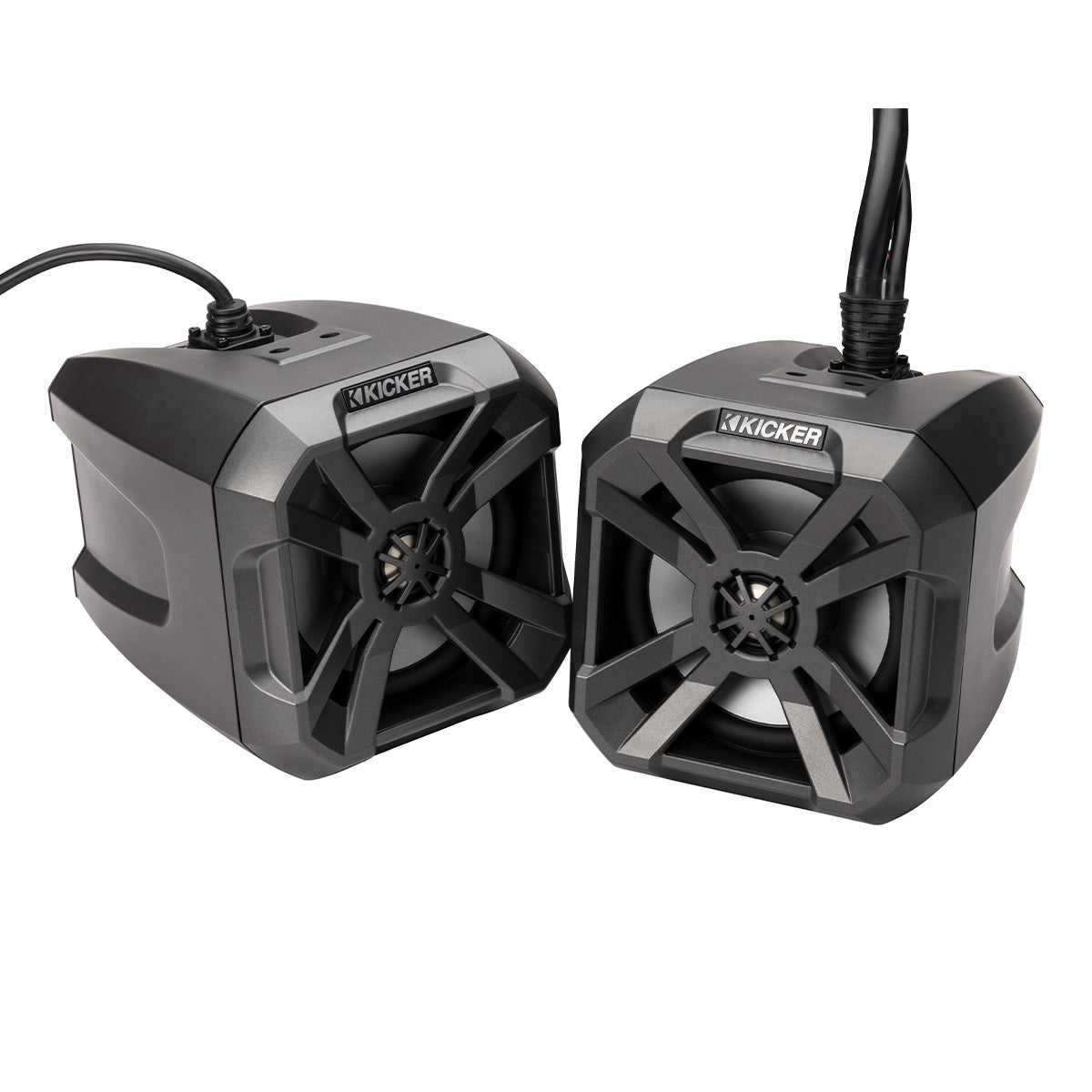 Kicker 48BTCAN65 PowerCan 6.5" Powered Bluetooth Speakers with IP66 Rating, LED Lighting, and Wired Remote - Pair