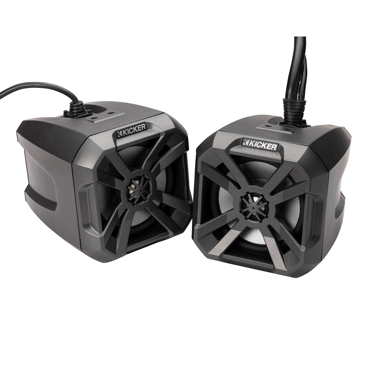 Kicker 48BTCAN65 PowerCan 6.5" Waterproof Powered Bluetooth Speakers with LED Lighting & Wired Remote - Pair