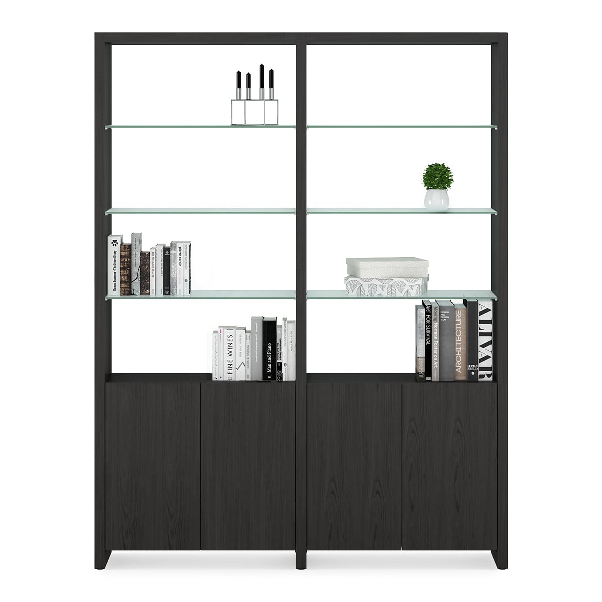 BDI Linea 580022 2 Shelf System 64" Wide (Charcoal Stained Ash)